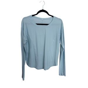 Lululemon Top Womens 10 Contoured Seam Long Sleeve Shirt Light Blue Athletic